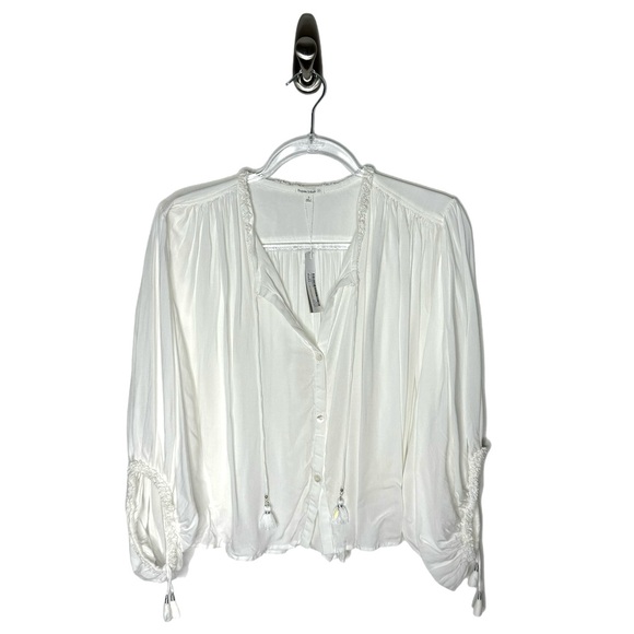 Poupette St Barth | NWT Batwing Dolman Sleeve Beachy Boho Top in White Small - Picture 9 of 10